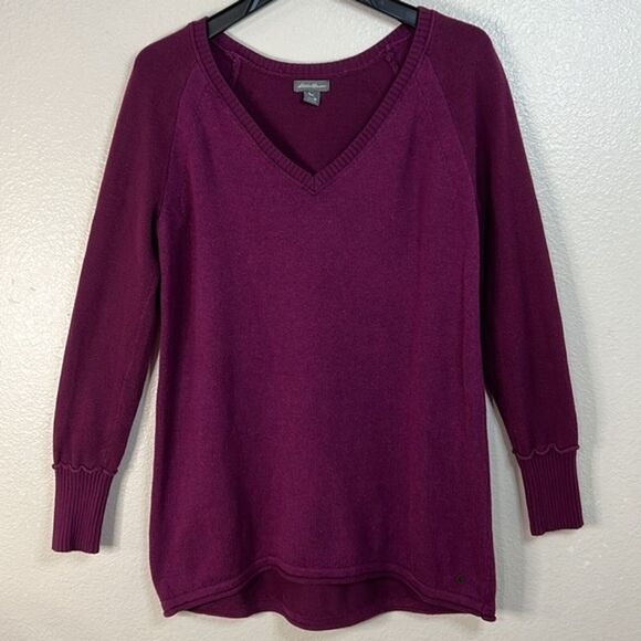 Eddie Bauer Purple V-Neck Sweater Size: M - Picture 1 of 8